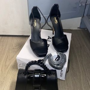 Black open toe and purse from Aldo